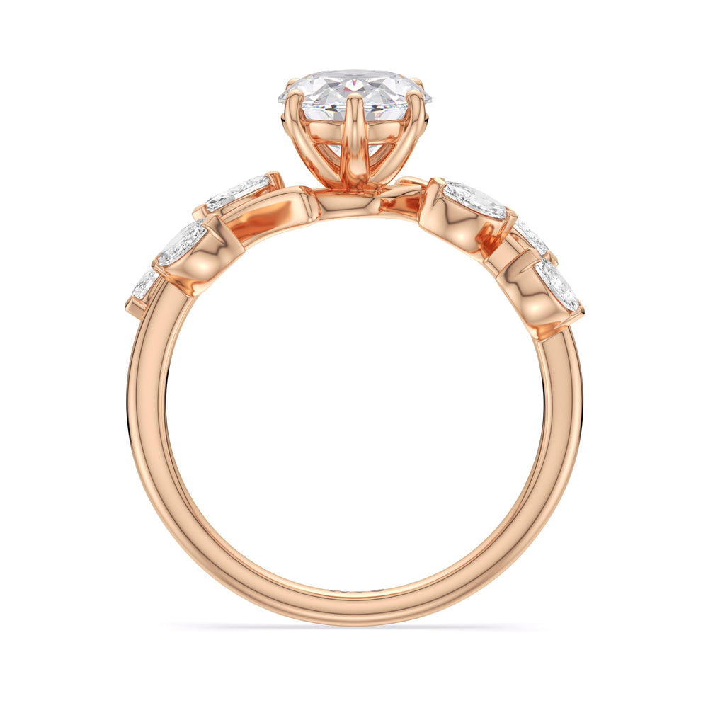 Oval Cut Slender Vine Six Prong Engagement Ring with Lab Grown Diamond in 14KT Rose Gold view 5
