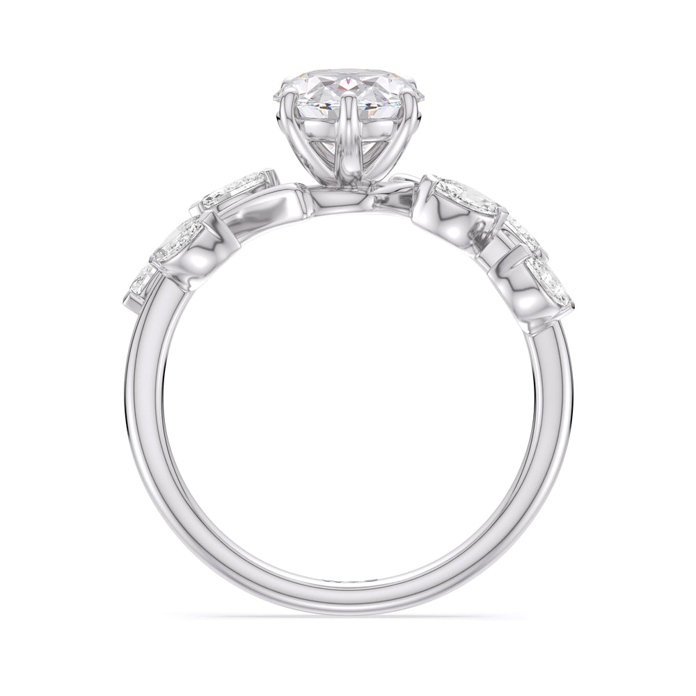 Oval Cut Slender Vine Six Prong Engagement Ring with Lab Grown Diamond in 14KT Platinum view 5
