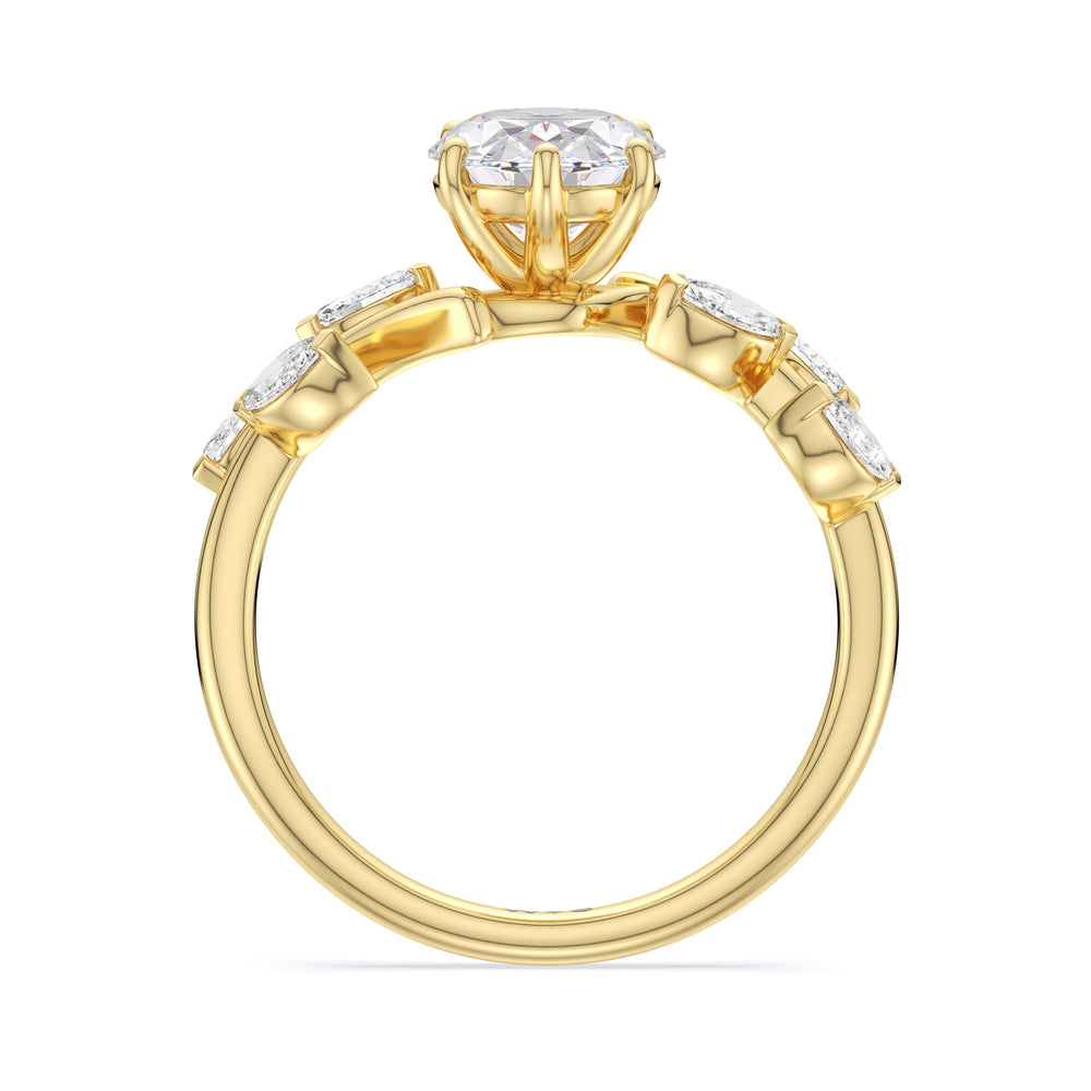 Oval Cut Slender Vine Six Prong Engagement Ring with Lab Grown Diamond in 14KT Yellow Gold view 5
