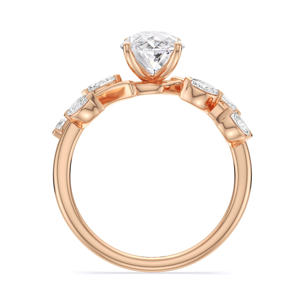 Pear Cut Slender Vine Six Prong Engagement Ring with Lab Grown Diamond in 14KT Rose Gold view 4
