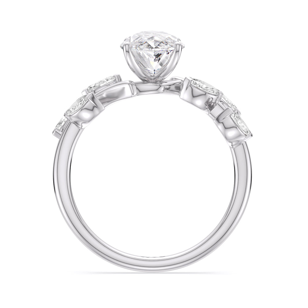 Slender Vine Six Prong Engagement Ring with Pear Cut Diamond in 14KT Platinum view 2
