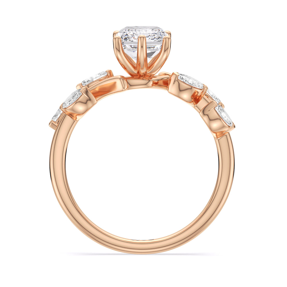 Slender Vine Six Prong Engagement Ring with Radiant Cut Diamond in 14KT Rose Gold view 2
