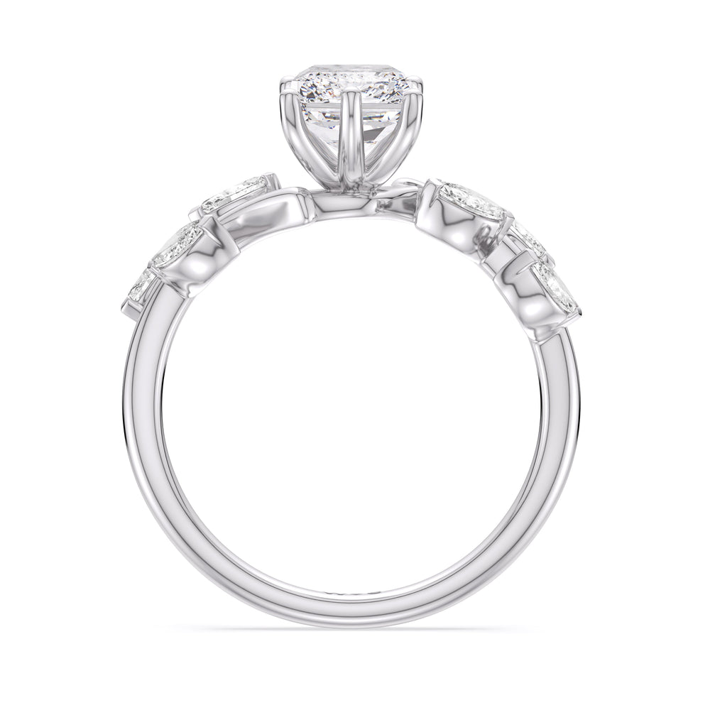 Slender Vine Six Prong Engagement Ring with Radiant Cut Diamond in 14KT Platinum view 2
