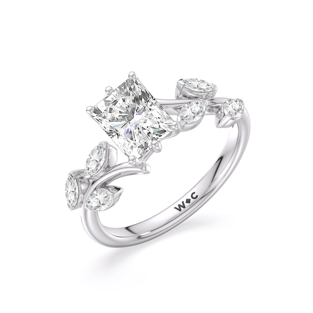 Radiant Cut Slender Vine Six Prong Engagement Ring with Lab Grown Diamond in 14KT Platinum view 5
