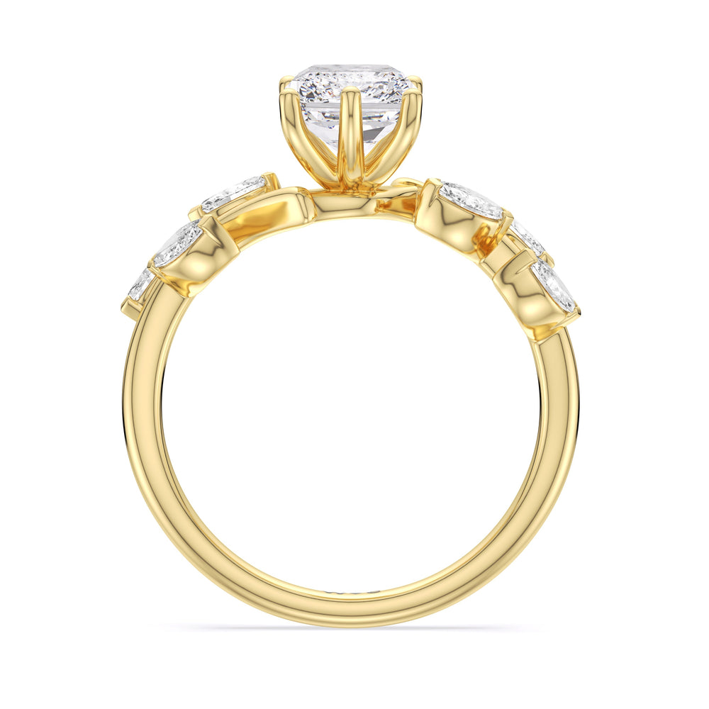 Radiant Cut Slender Vine Six Prong Engagement Ring with Lab Grown Diamond in 14KT Yellow Gold view 4
