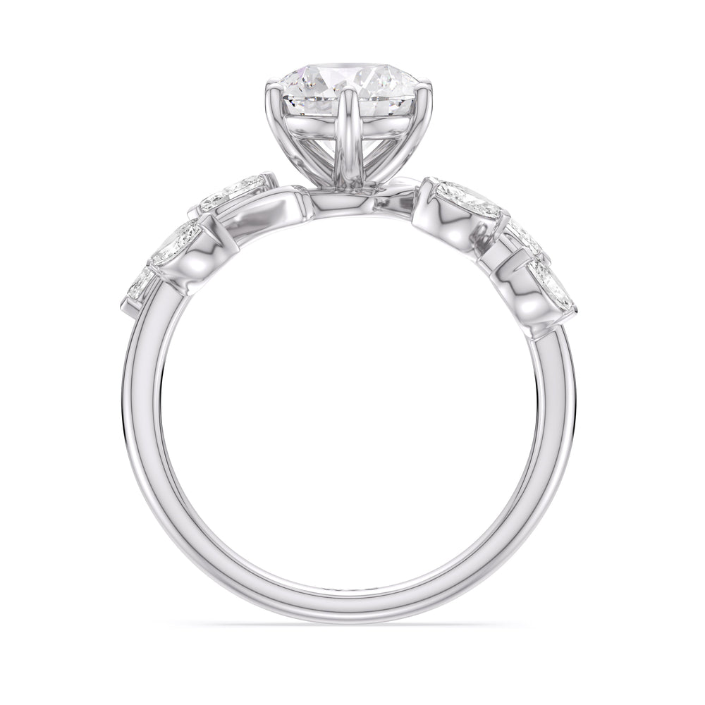 Round Cut Slender Vine Six Prong Engagement Ring with Lab Grown Diamond in 14KT Platinum view 5
