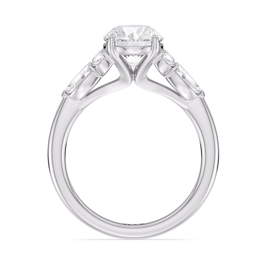 Trio Cluster Engagement Ring with Round Cut Diamond in 14KT Platinum view 2
