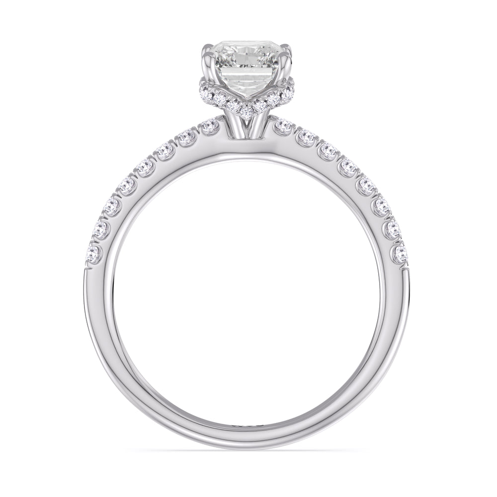 Chevron Hidden Halo Engagement Ring with Radiant Cut Diamond in 14KT Platinum view 2
