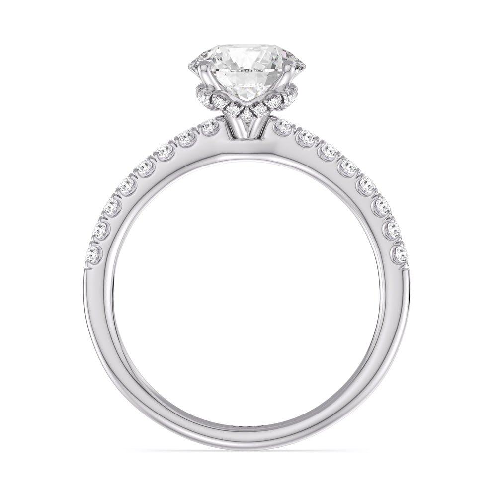 Chevron Hidden Halo Engagement Ring with Round Cut Diamond in 14KT Platinum view 2
