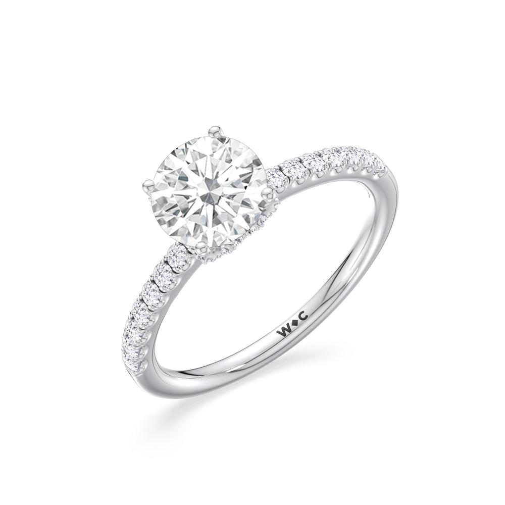 Chevron Hidden Halo Engagement Ring with Round Cut Diamond in 14KT Platinum view 3
