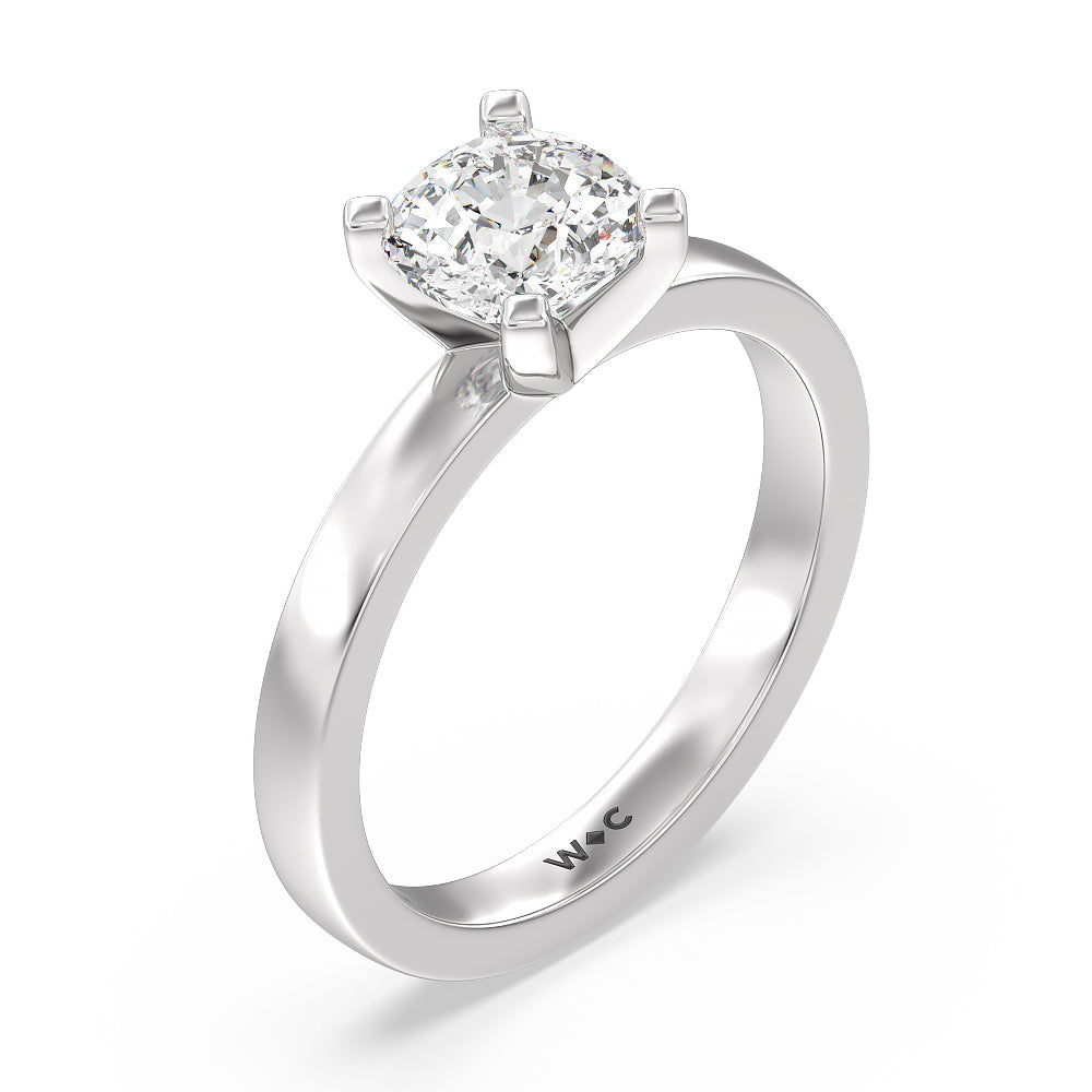 Medi Solitaire Diamond Engagement Ring with Cushion Cut Diamond in 14KT Platinum view 5
