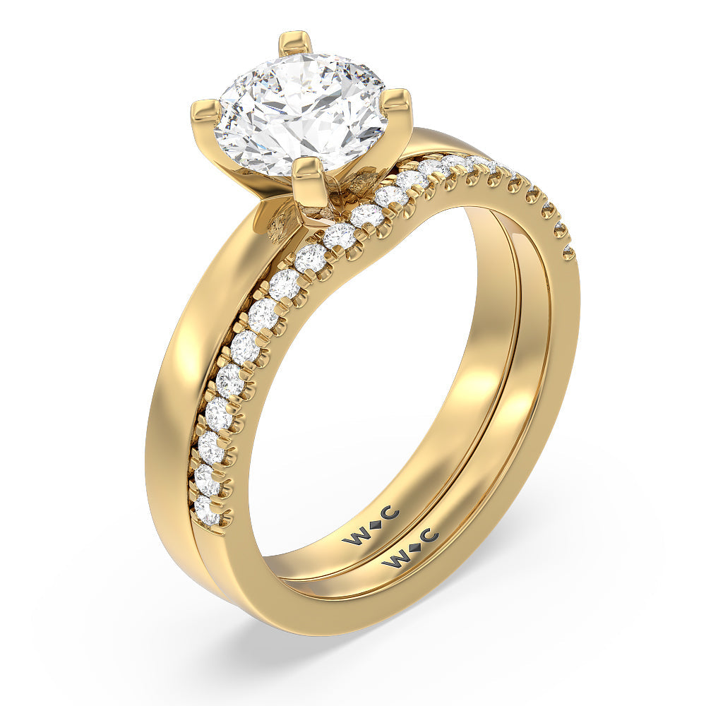 Medi Solitaire Diamond Engagement Ring with Cushion Cut Diamond in 14KT Yellow Gold view 6
