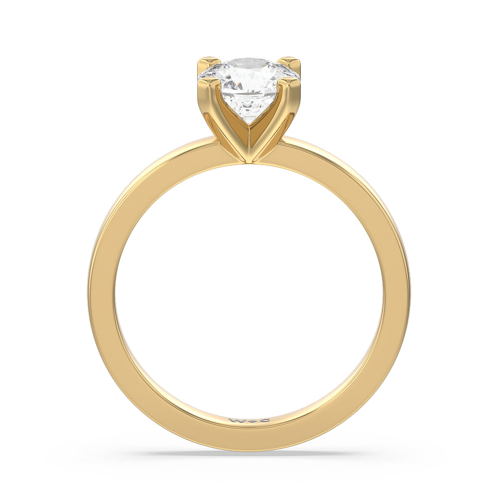 Medi Solitaire Diamond Engagement Ring with Cushion Cut Diamond in 14KT Yellow Gold view 2
