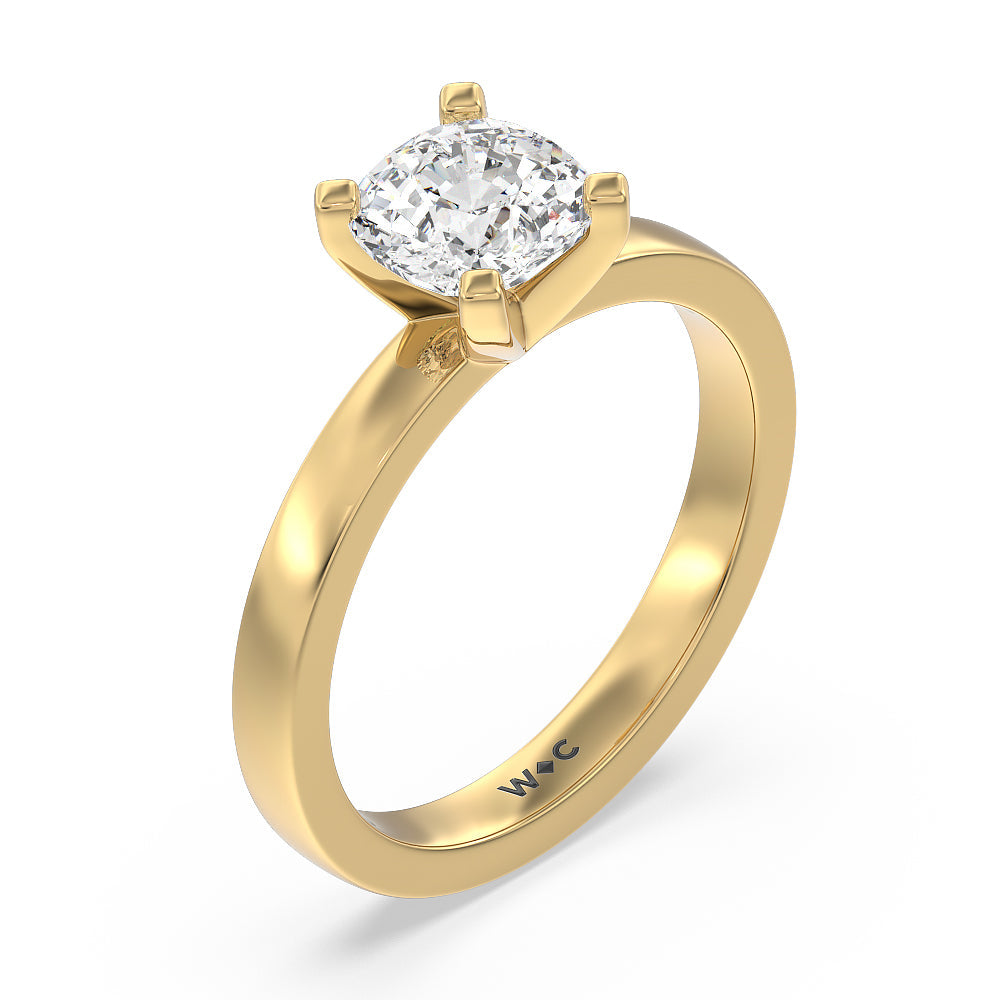 Medi Solitaire Diamond Engagement Ring with Cushion Cut Diamond in 14KT Yellow Gold view 5
