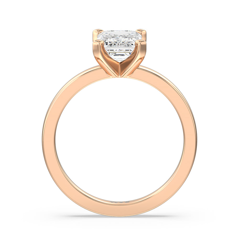 Medi Solitaire Diamond Engagement Ring with Emerald Cut Diamond in 14KT Rose Gold view 4
