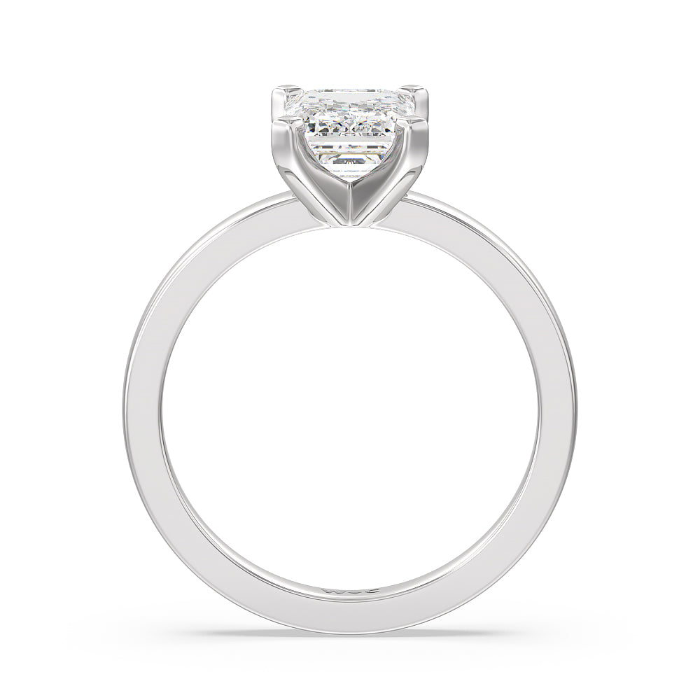 Medi Solitaire Diamond Engagement Ring with Emerald Cut Diamond in 14KT Platinum view 2

