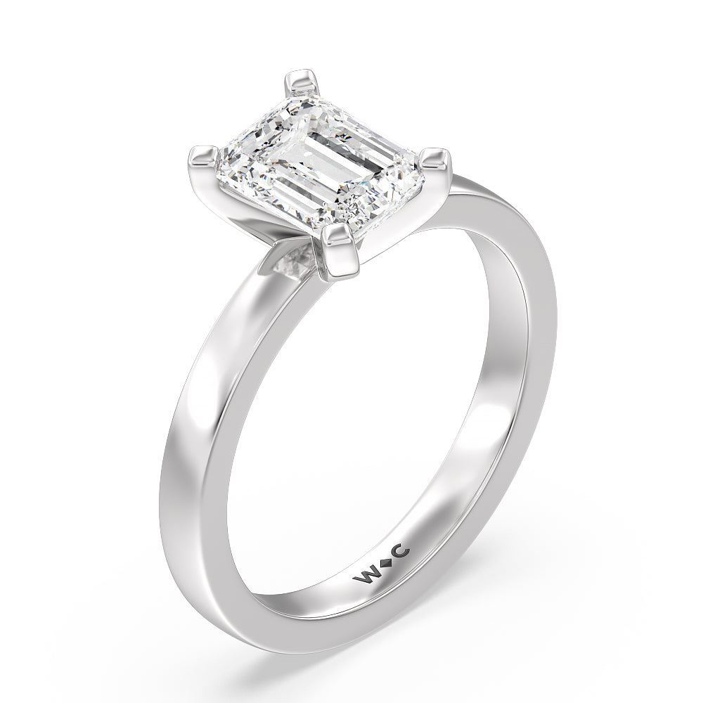 Medi Solitaire Diamond Engagement Ring with Emerald Cut Diamond in 14KT Platinum view 3
