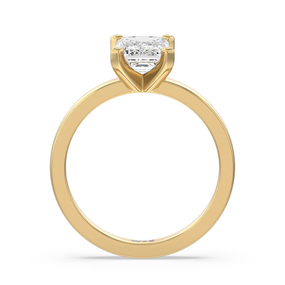 Medi Solitaire Diamond Engagement Ring with Emerald Cut Diamond in 14KT Yellow Gold view 4
