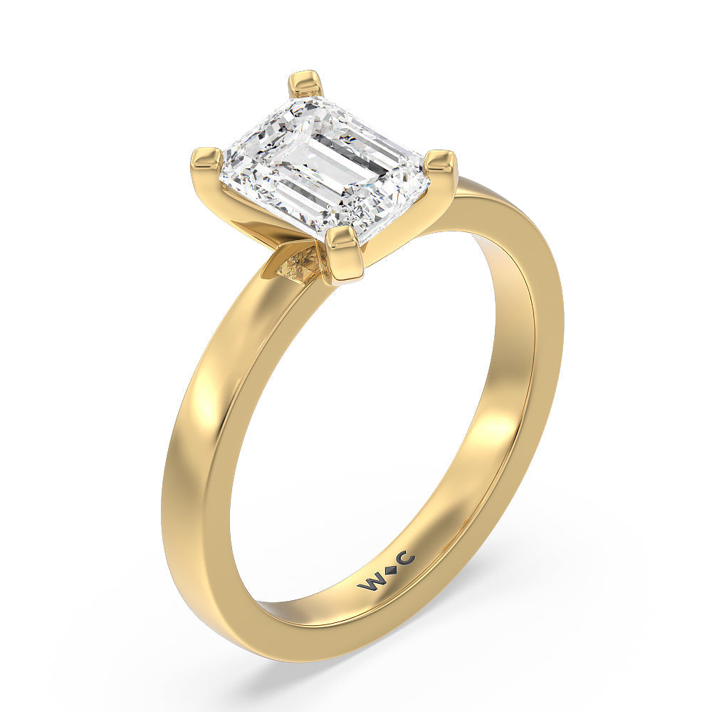 Medi Solitaire Diamond Engagement Ring with Emerald Cut Diamond in 14KT Yellow Gold view 3
