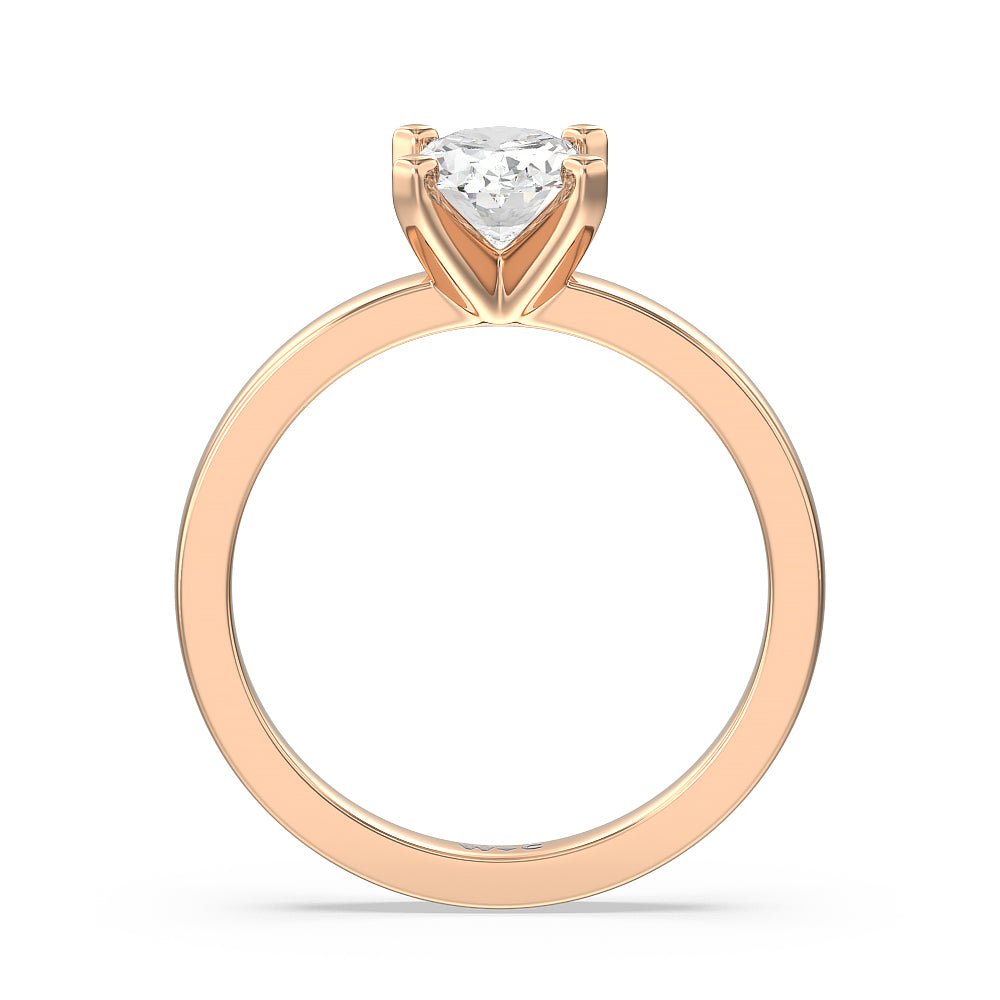 Medi Solitaire Diamond Engagement Ring with Oval Cut Diamond in 14KT Rose Gold view 4
