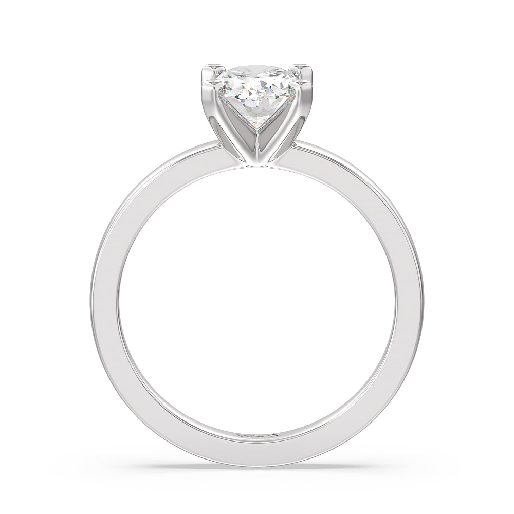 Medi Solitaire Diamond Engagement Ring with Oval Cut Diamond in 14KT Platinum view 4
