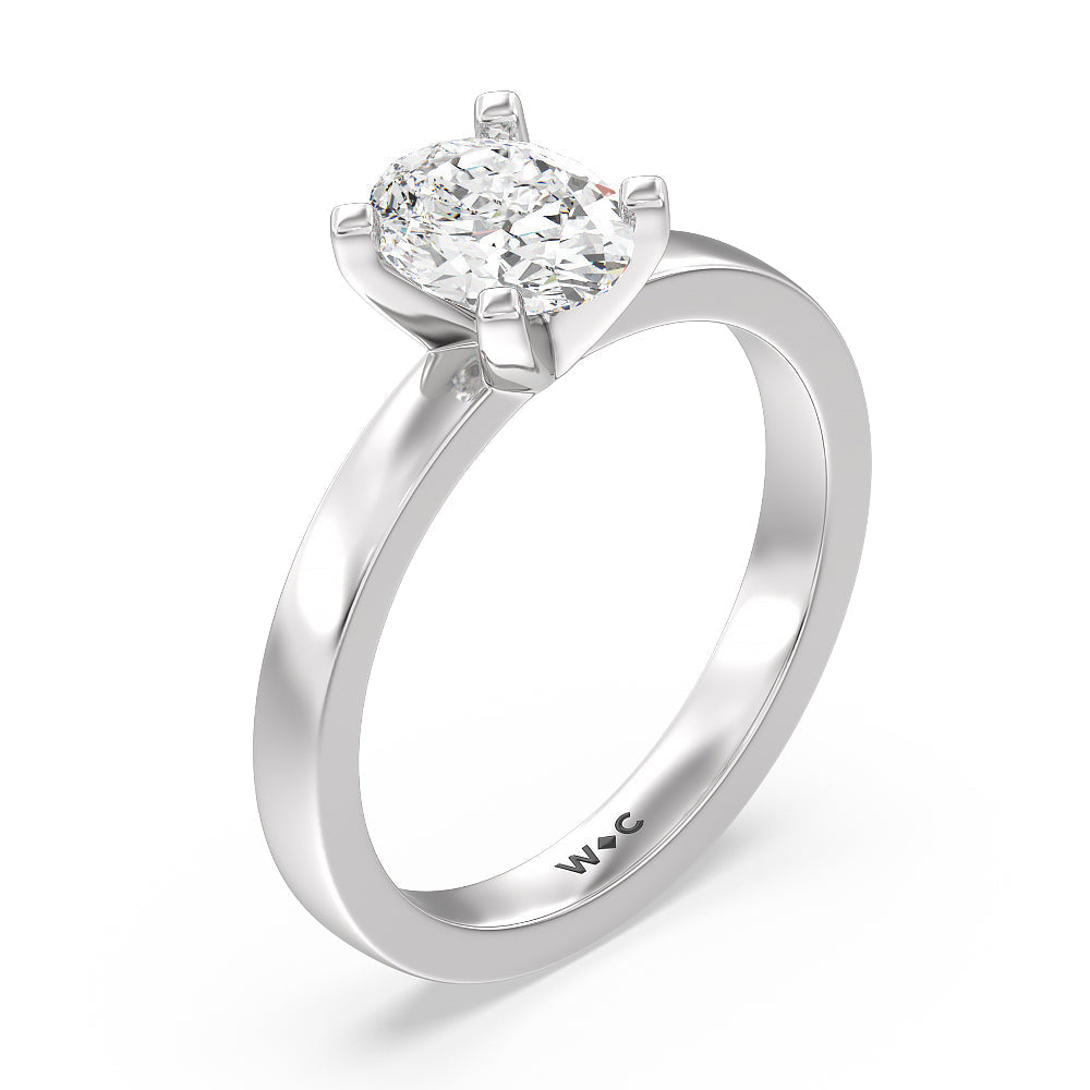 Medi Solitaire Diamond Engagement Ring with Oval Cut Diamond in 14KT Platinum view 3
