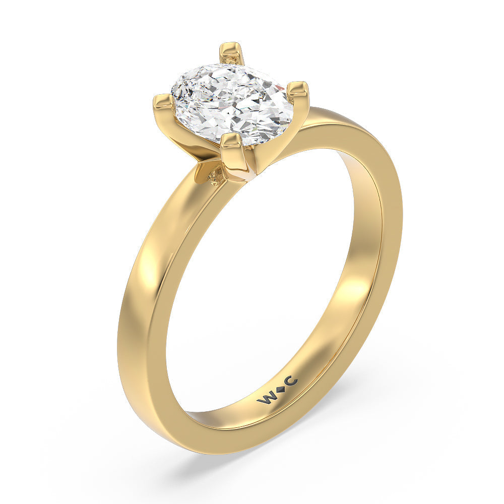 Medi Solitaire Diamond Engagement Ring with Oval Cut Diamond in 14KT Yellow Gold view 5
