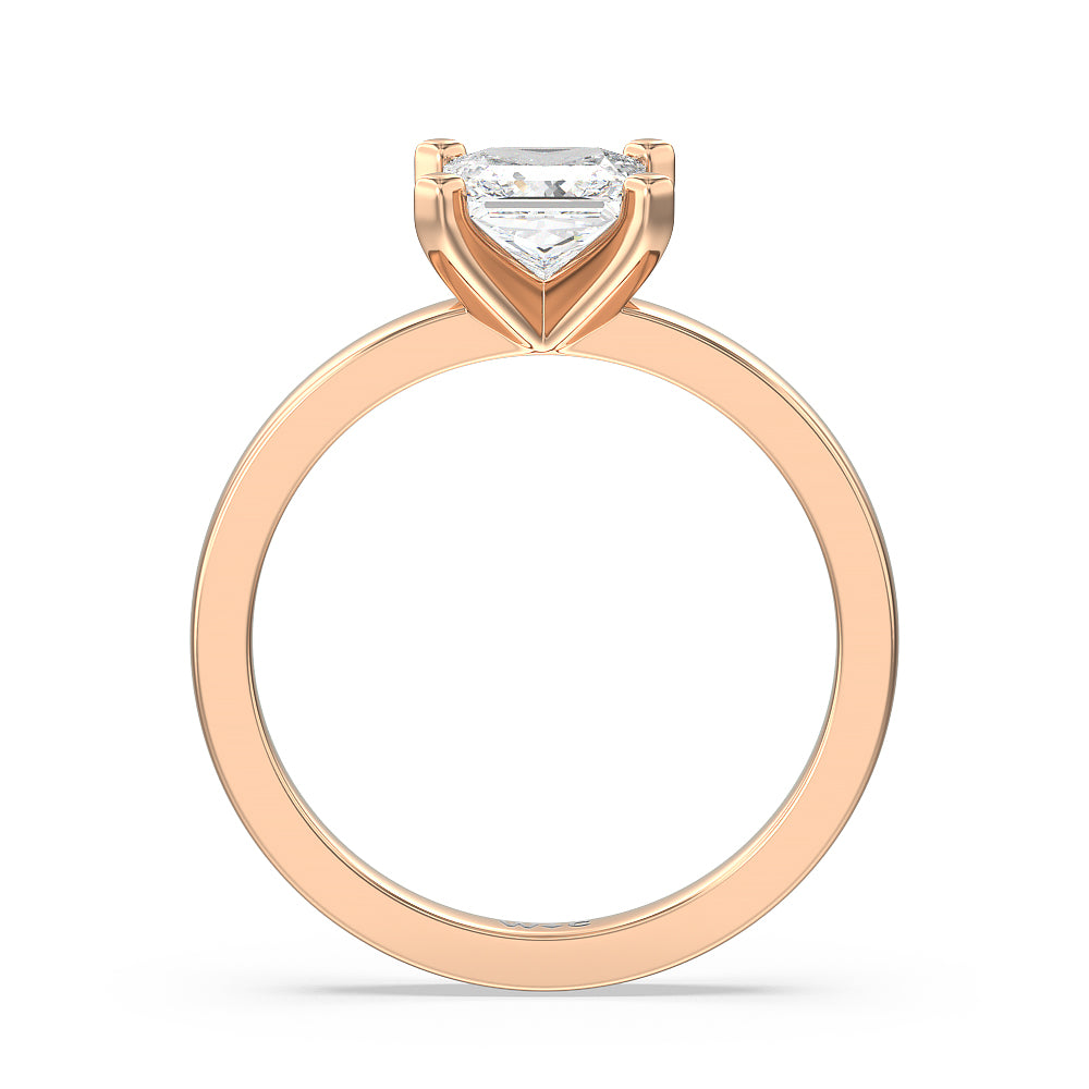 Medi Solitaire Diamond Engagement Ring with Princess Cut Diamond in 14KT Rose Gold view 4
