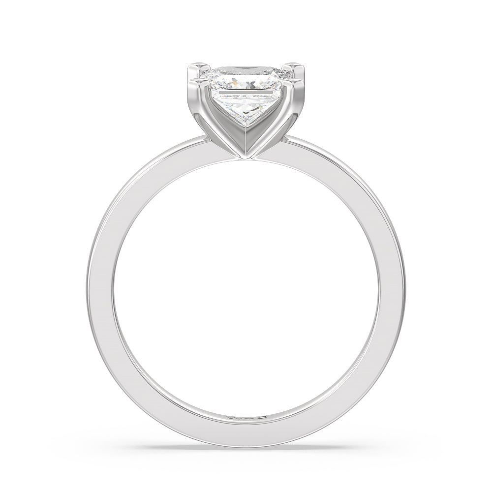 Medi Solitaire Diamond Engagement Ring with Princess Cut Diamond in 14KT Platinum view 4
