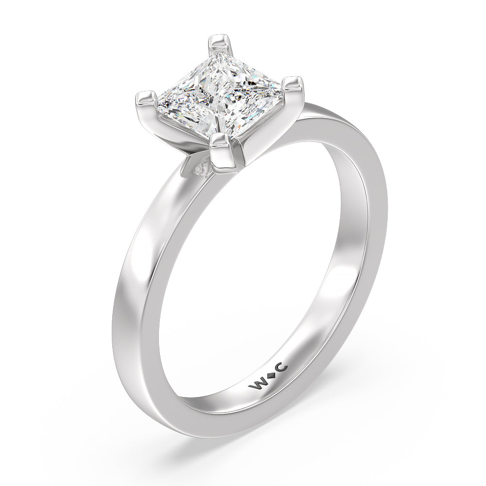 Medi Solitaire Diamond Engagement Ring with Princess Cut Diamond in 14KT Platinum view 5
