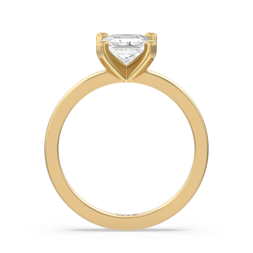 Medi Solitaire Diamond Engagement Ring with Princess Cut Diamond in 14KT Yellow Gold view 4
