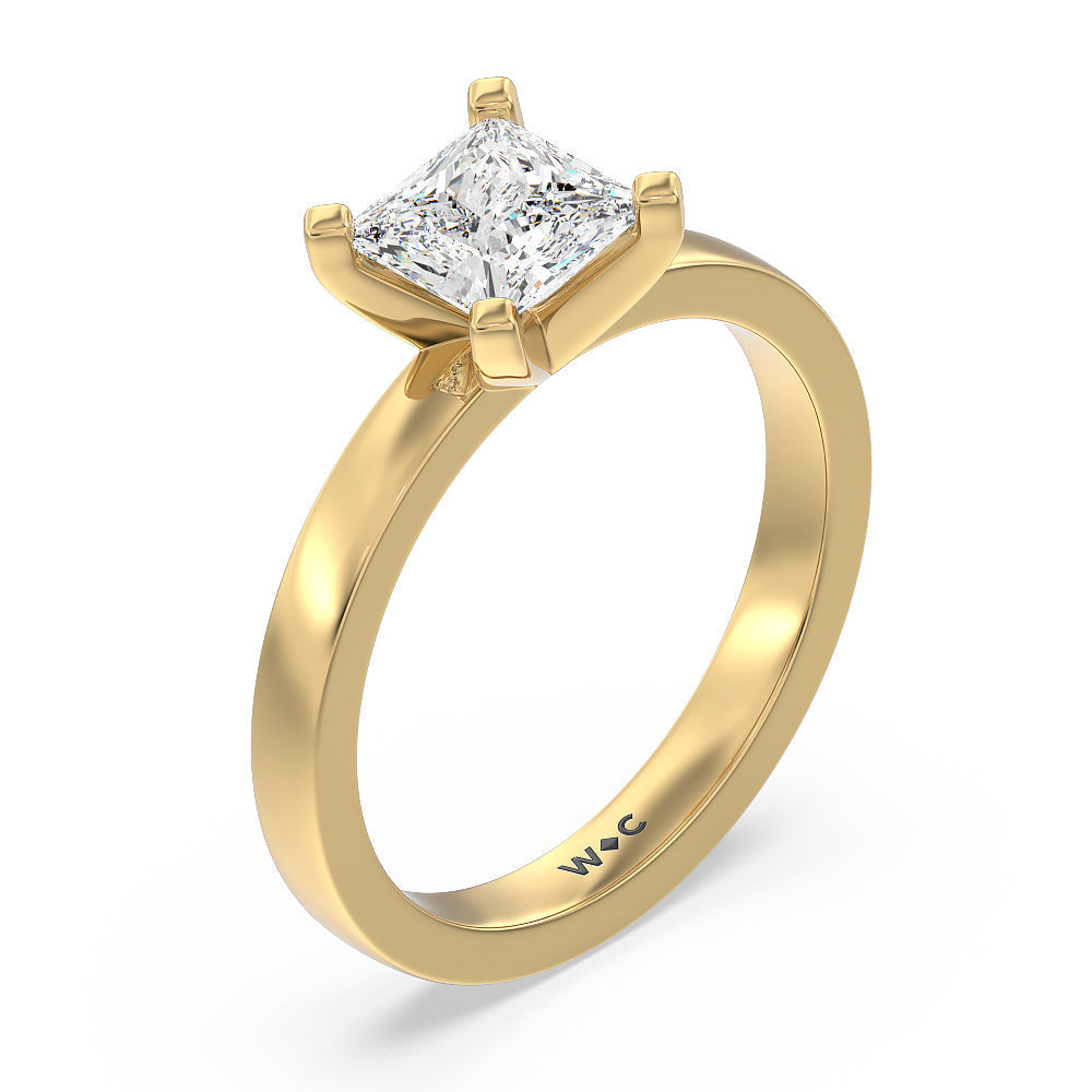 Medi Solitaire Diamond Engagement Ring with Princess Cut Diamond in 14KT Yellow Gold view 5

