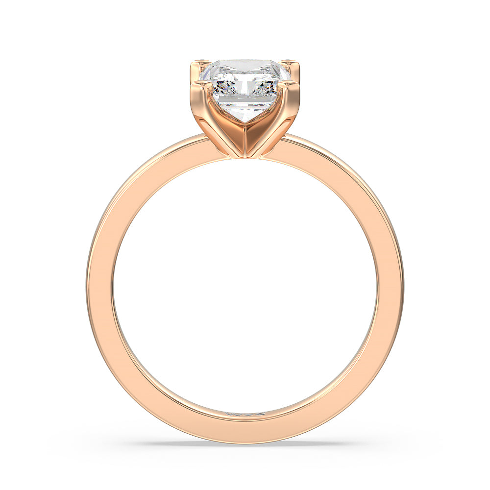 Medi Solitaire Diamond Engagement Ring with Radiant Cut Diamond in 14KT Rose Gold view 4
