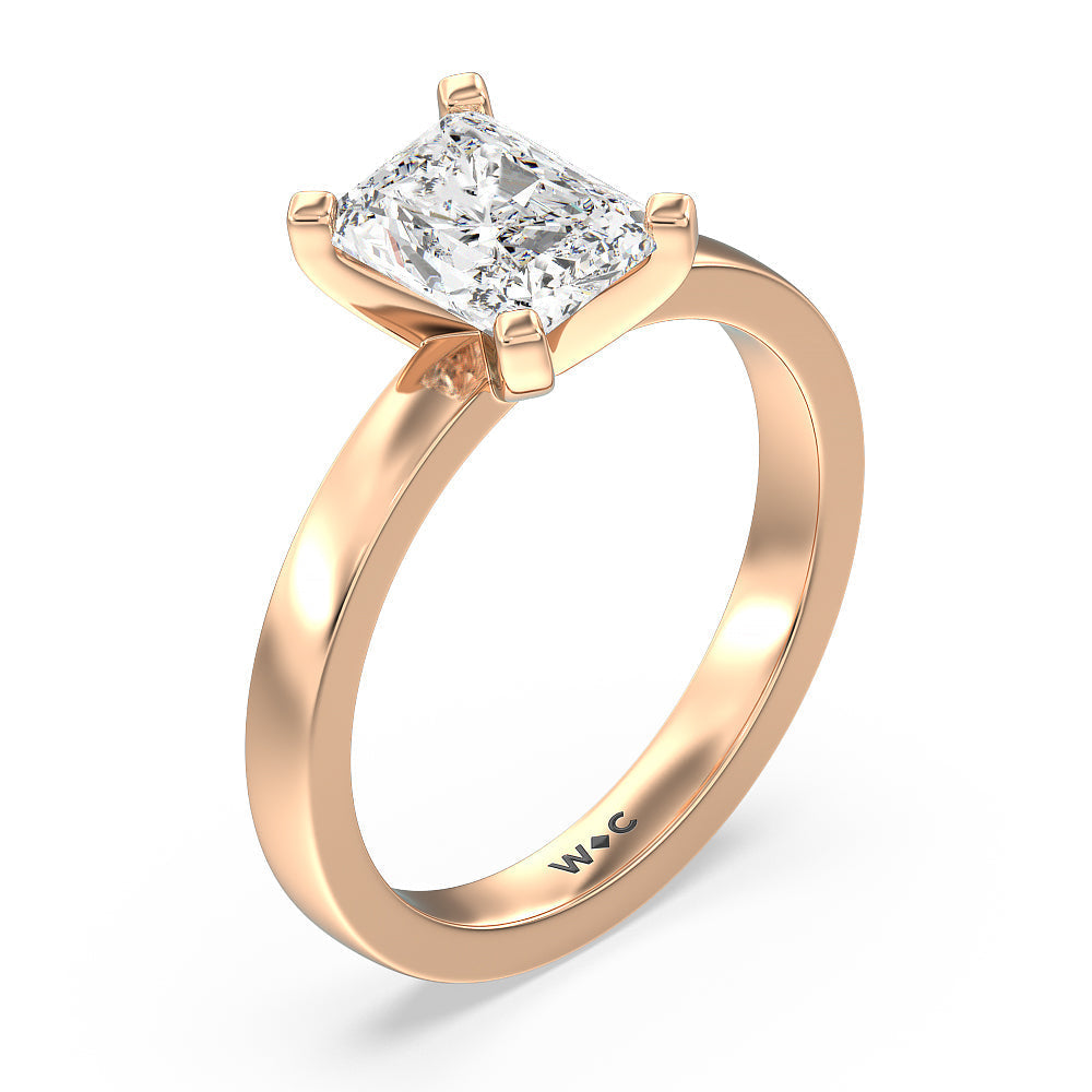 Medi Solitaire Diamond Engagement Ring with Radiant Cut Diamond in 14KT Rose Gold view 5
