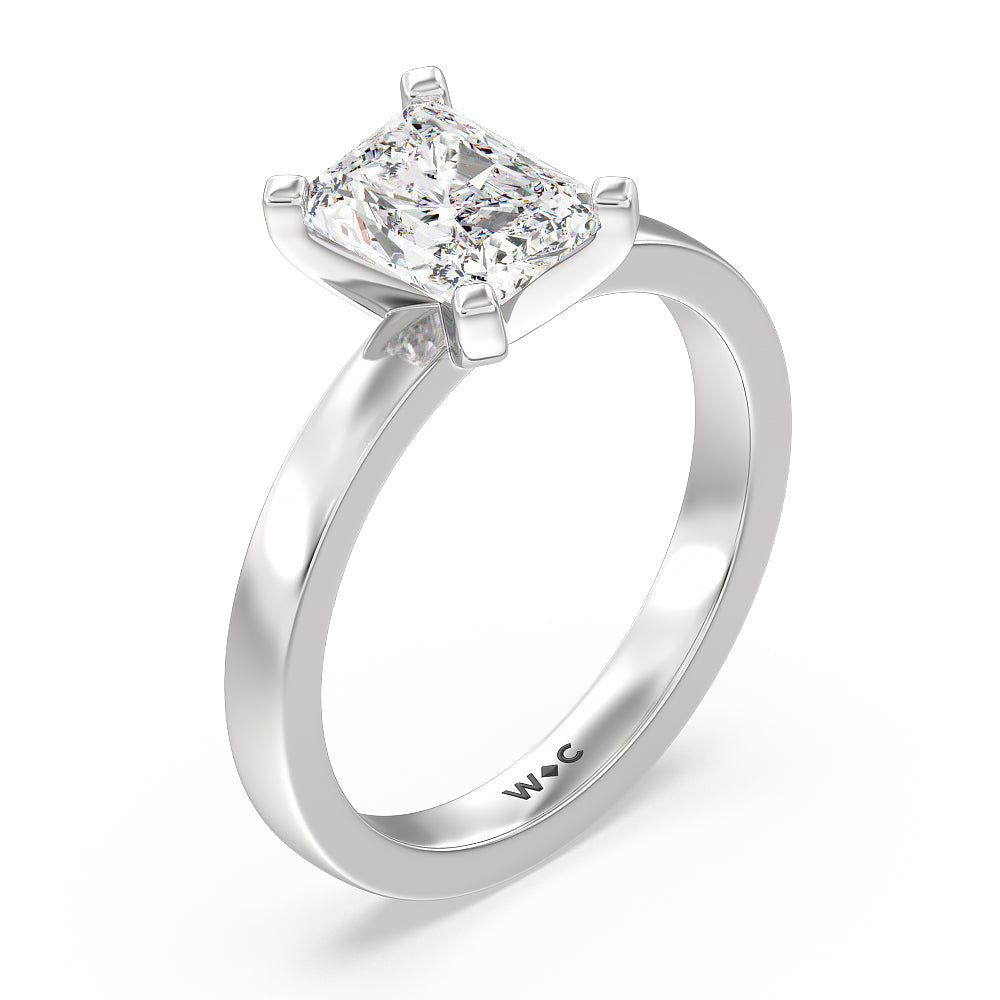 Medi Solitaire Diamond Engagement Ring with Radiant Cut Diamond in 14KT Platinum view 3
