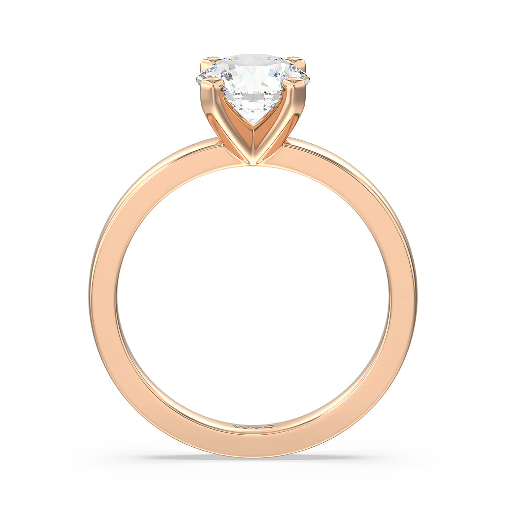 Medi Solitaire Diamond Engagement Ring with Round Cut Diamond in 14KT Rose Gold view 2
