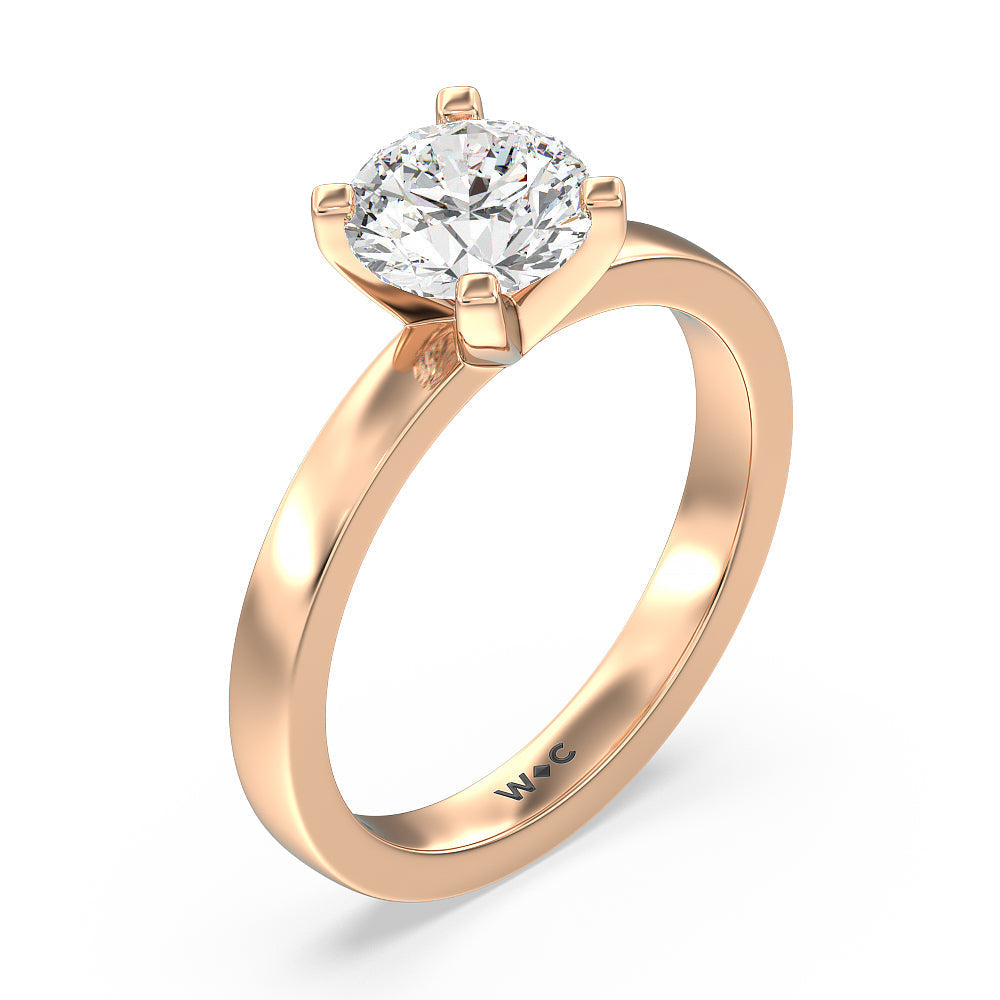 Medi Solitaire Diamond Engagement Ring with Round Cut Diamond in 14KT Rose Gold view 3

