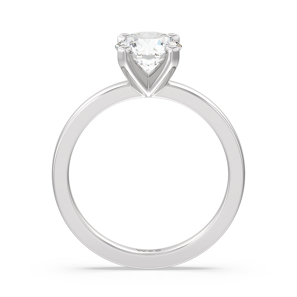 Medi Solitaire Diamond Engagement Ring with Round Cut Diamond in 14KT Platinum view 2
