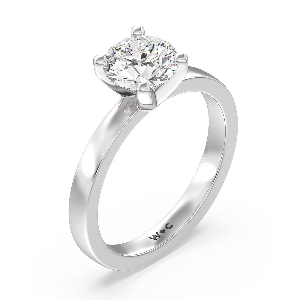 Medi Solitaire Diamond Engagement Ring with Round Cut Diamond in 14KT Platinum view 5
