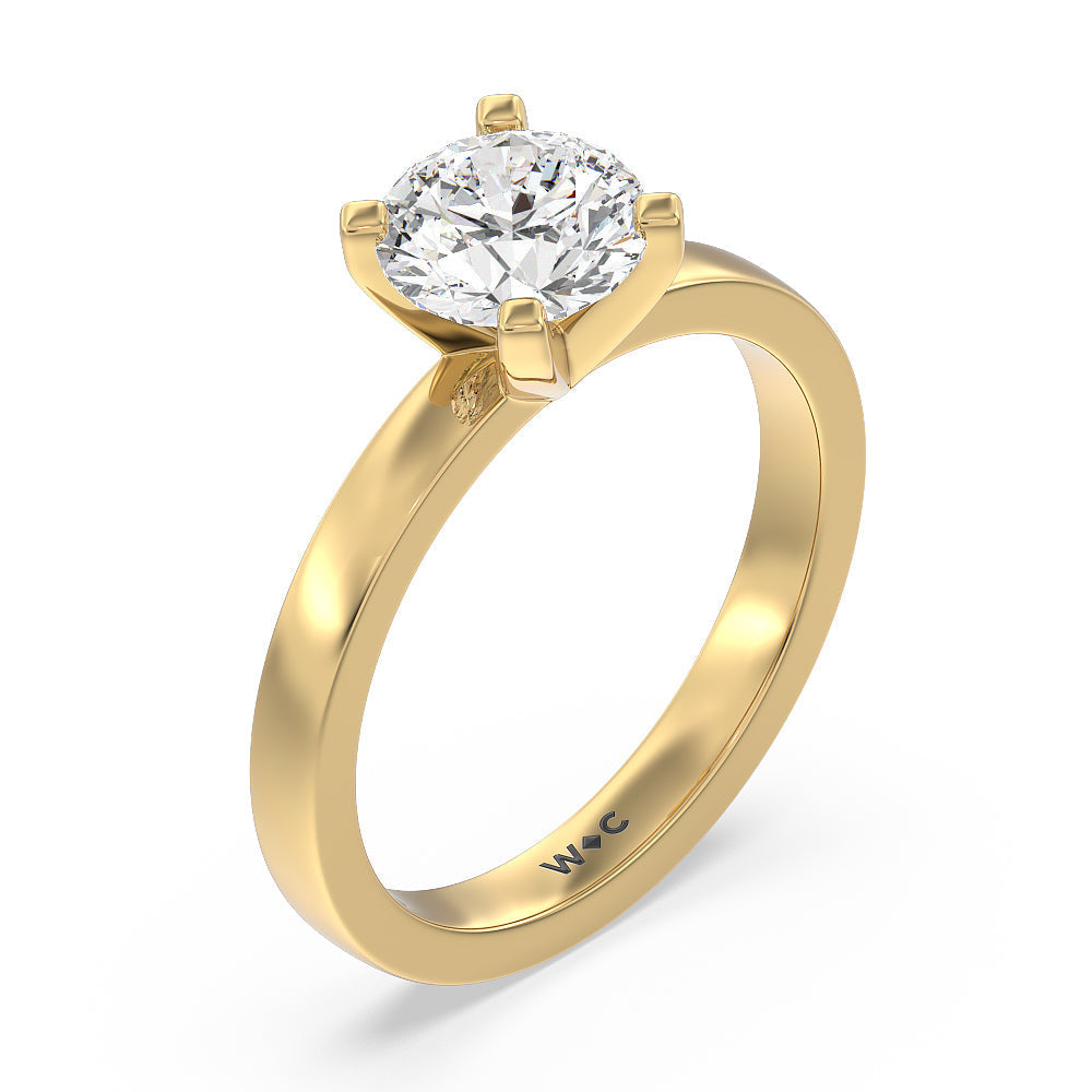 Medi Solitaire Diamond Engagement Ring with Round Cut Diamond in 14KT Yellow Gold view 5
