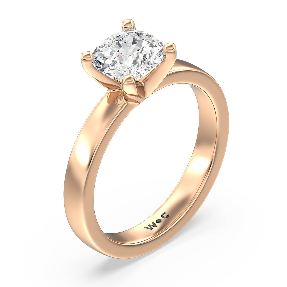 Cushion Cut Maxi Solitaire Diamond Engagement Ring with Lab Grown Diamond in 14KT Rose Gold view 3
