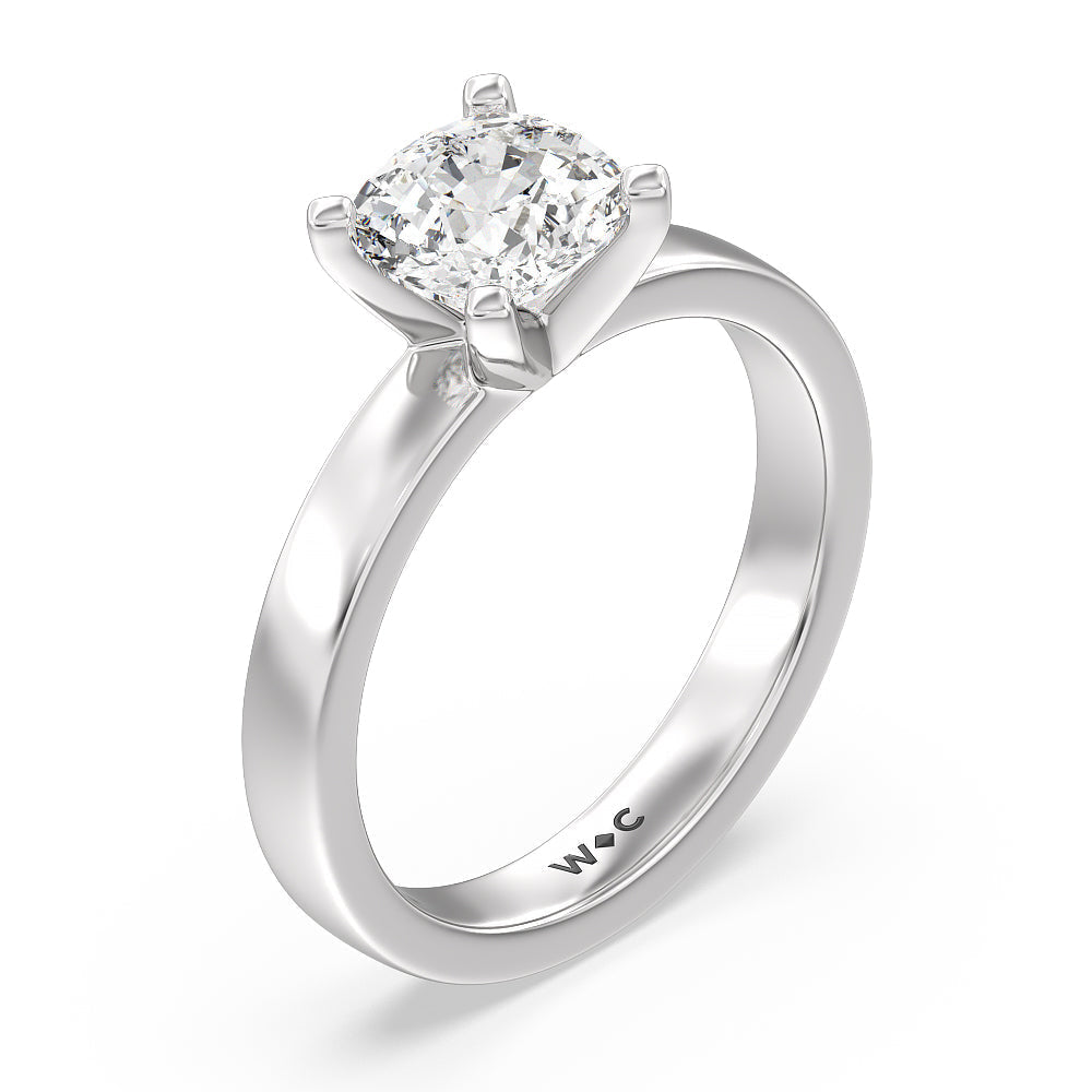Maxi Solitaire Diamond Engagement Ring with Cushion Cut Diamond in 14KT Platinum view 3
