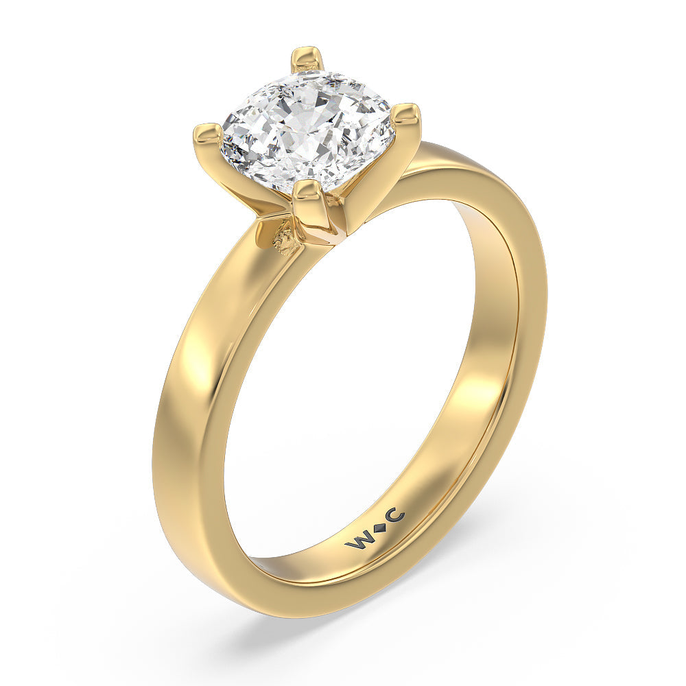 Cushion Cut Maxi Solitaire Diamond Engagement Ring with Lab Grown Diamond in 14KT Yellow Gold view 3
