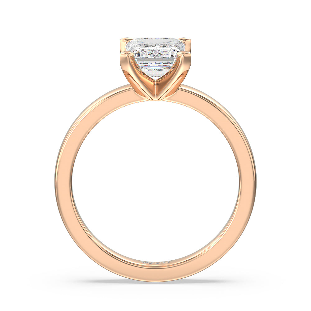 Emerald Cut Maxi Solitaire Diamond Engagement Ring with Lab Grown Diamond in 14KT Rose Gold view 2
