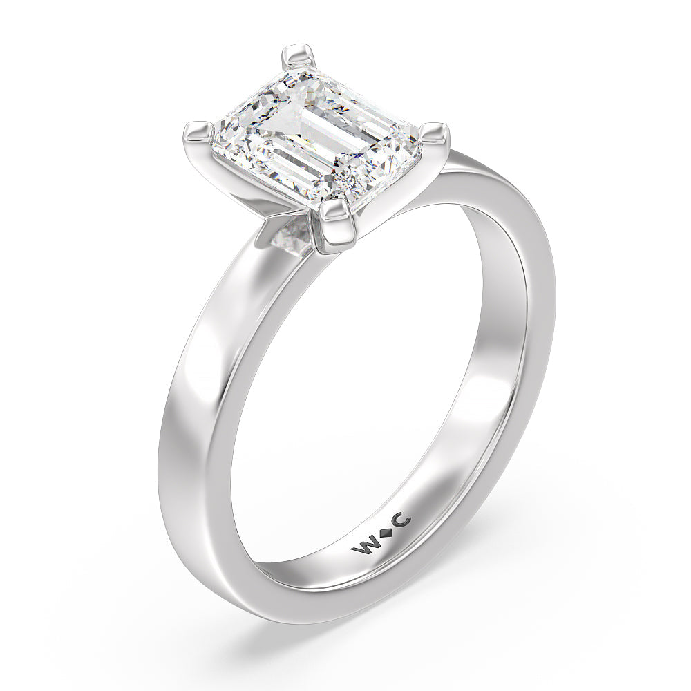 Maxi Solitaire Diamond Engagement Ring with Emerald Cut Diamond in 14KT Platinum view 3
