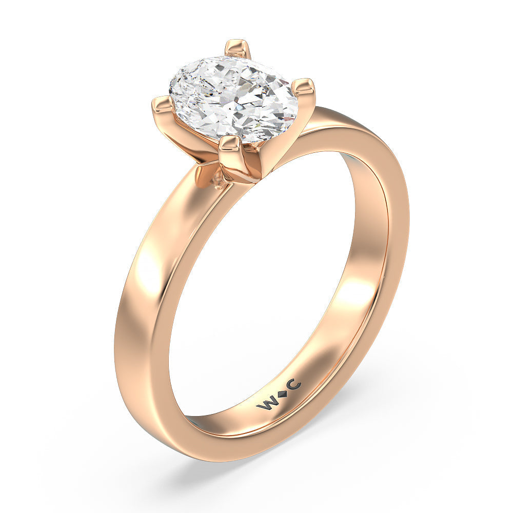 Maxi Solitaire Diamond Engagement Ring with Oval Cut Diamond in 14KT Rose Gold view 3
