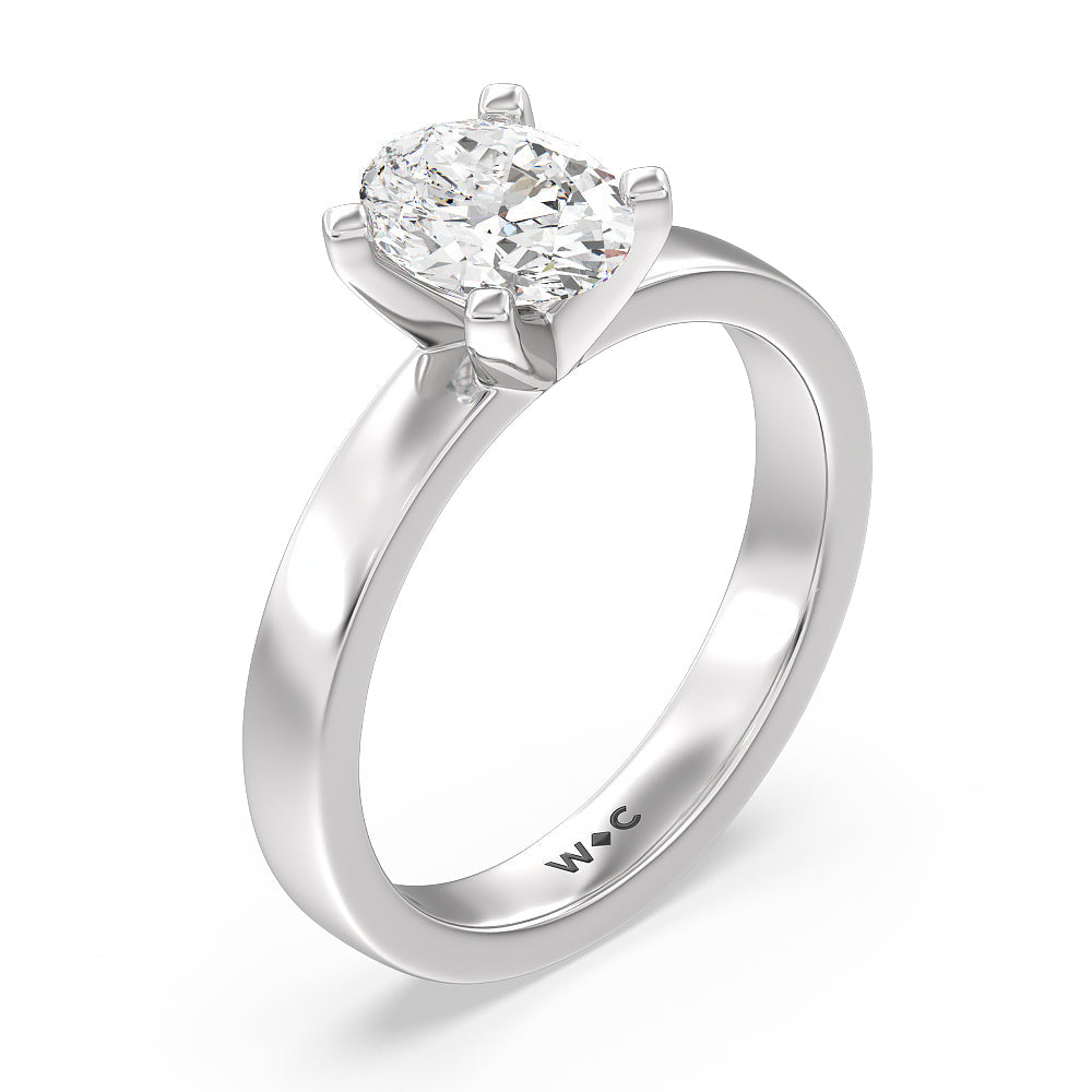 Maxi Solitaire Diamond Engagement Ring with Oval Cut Diamond in 14KT Platinum view 3
