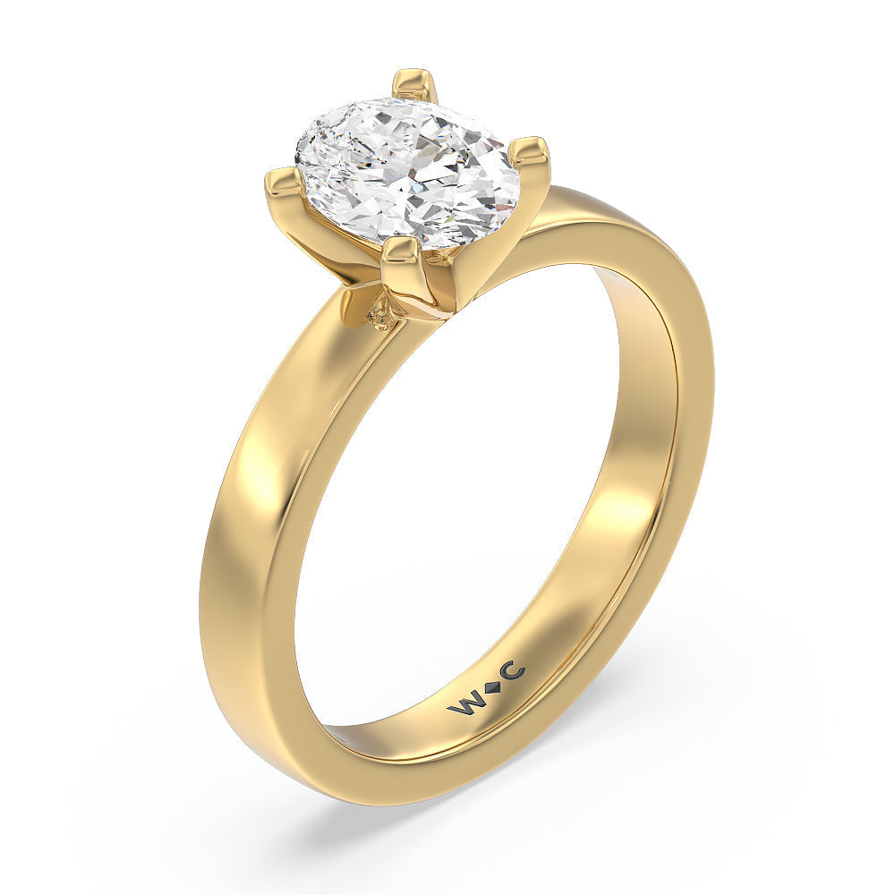 Oval Cut Maxi Solitaire Diamond Engagement Ring with Lab Grown Diamond in 14KT Yellow Gold view 3
