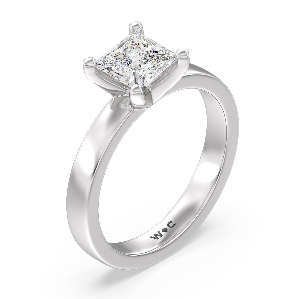 Maxi Solitaire Diamond Engagement Ring with Princess Cut Diamond in 14KT Platinum view 3

