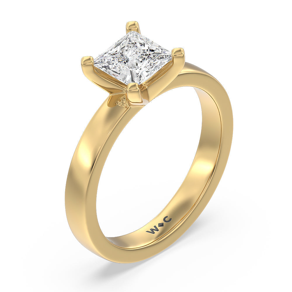 Princess Cut Maxi Solitaire Diamond Engagement Ring with Lab Grown Diamond in 14KT Yellow Gold view 3
